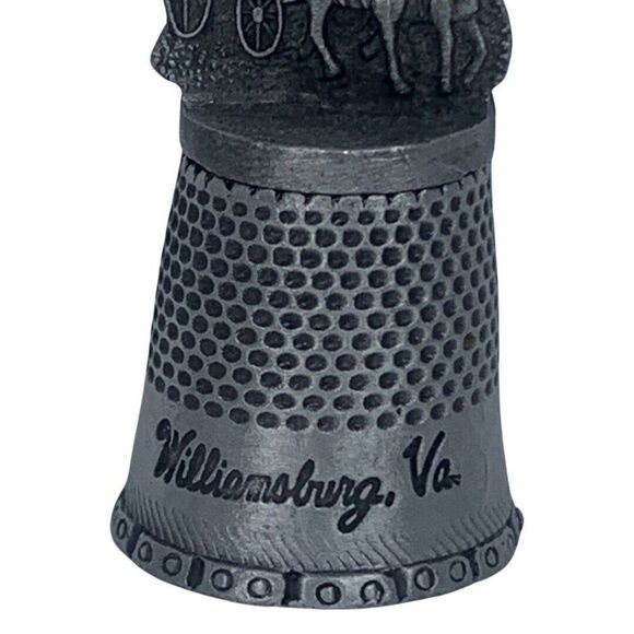 Fort Pewter Williamsburg Virginia Horse Buggy Vintage Sewing Thimble 1 5/8in - Picture 3 of 9